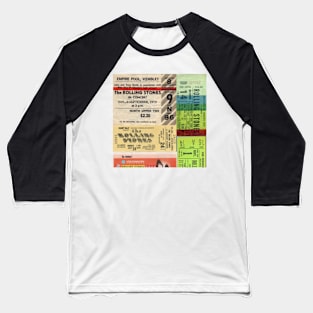 Retro Concert Gig Tickets Collage Famous British 1960's Band #3 Baseball T-Shirt